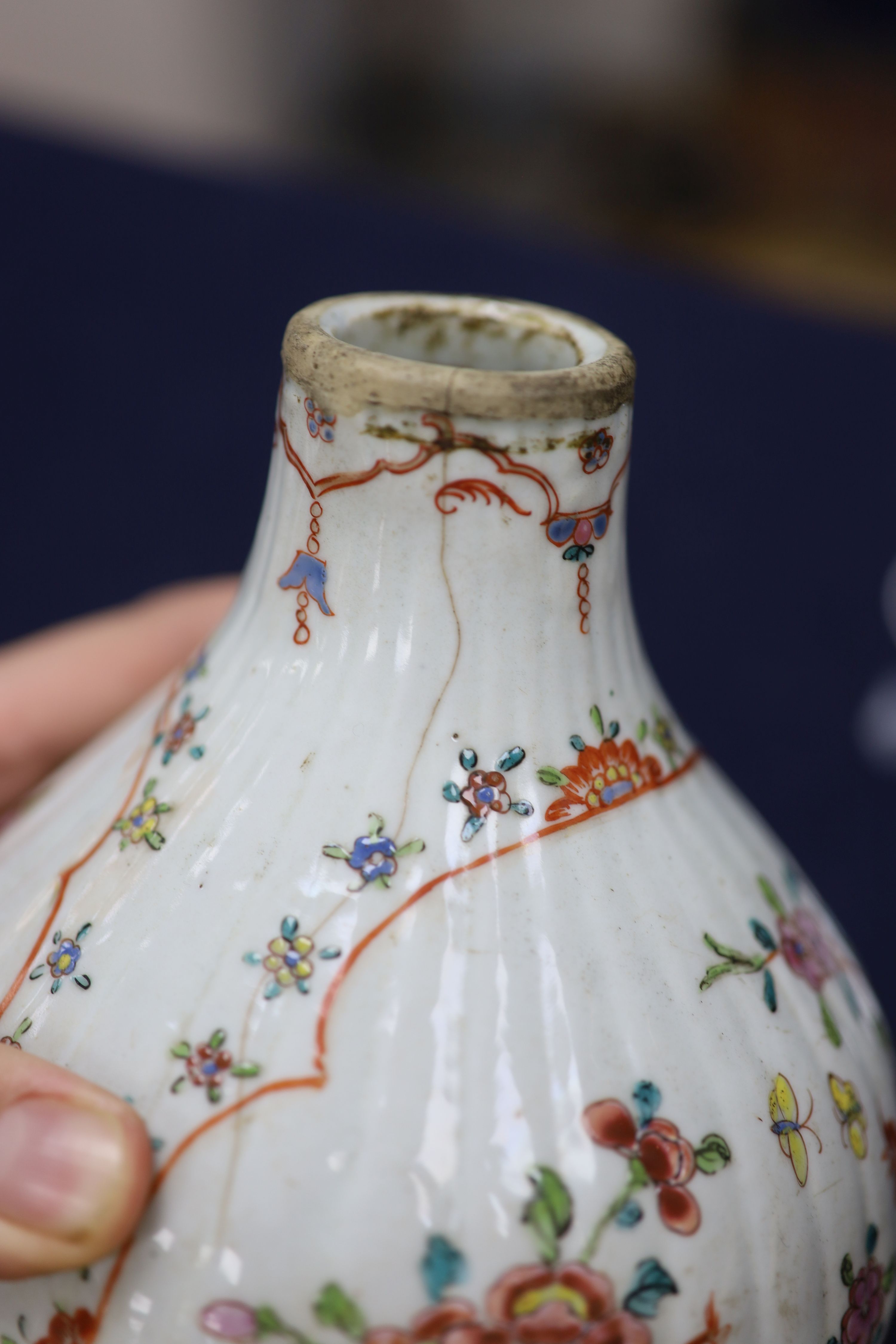 A Chinese Qianlong period bottle vase, reduced, height 29.5cm, and a Chinese plate with signature on back